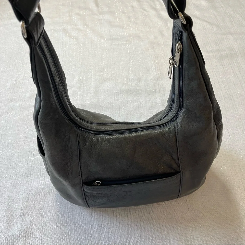 Coronado Leather TAOS HOBO Leather Bag Indigo Gray Color